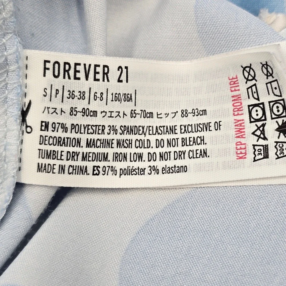 Forever 21 Hello Kitty Sanrio Satin Pajama Set Blue Heart‎ Shorts Top Womens S